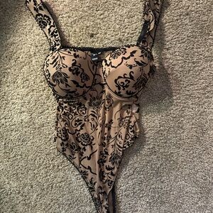 Elegant Black Floral Bodysuit